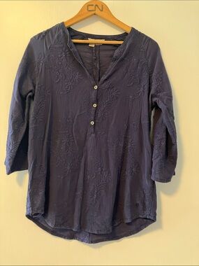 Royal Robbins Navy Embroidered Women's Floral Boho Blouse
